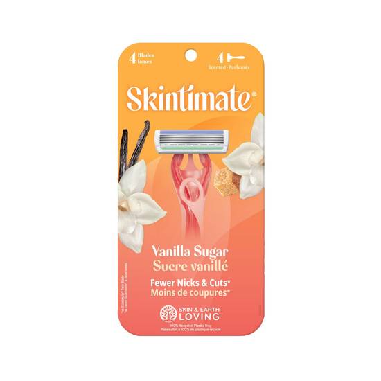 Skintimate Vanilla Sugar Exfoliating 4-Blade Disposable Razors, 4 CT
