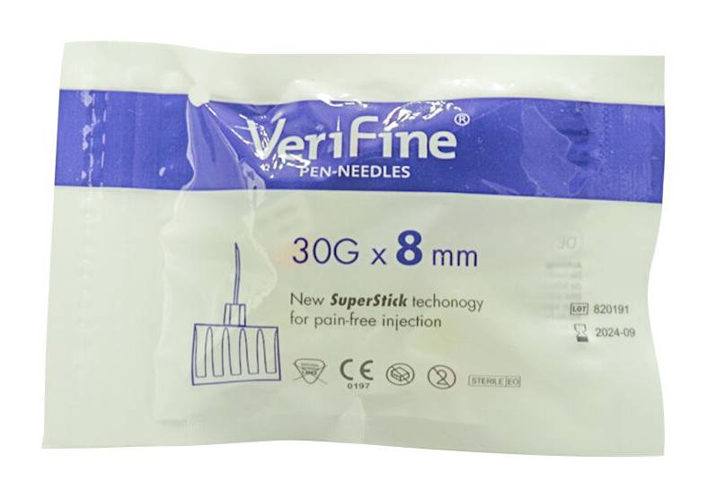 Set de agujas para pluma de insulina de 30g 8mm VERIFINE