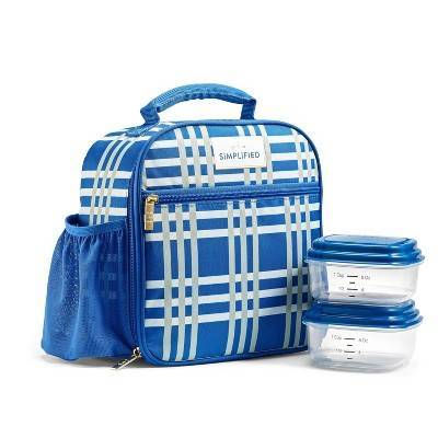 Fit & Fresh Townsend Lunch Bag Set (blue pistachio plaid)