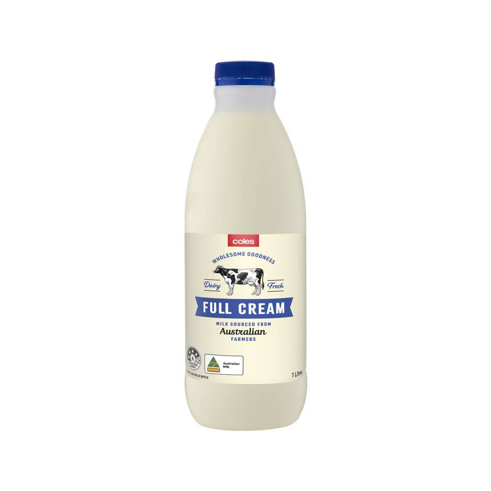 Coles Dairy Full Cream Milk 1L