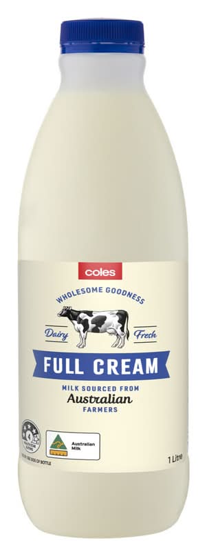 Coles Dairy Full Cream Milk (1L)