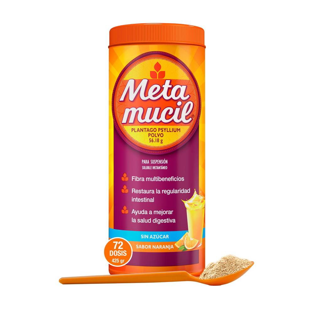 Metamucil fibra multibeneficios sin azúcar sabor naranja (bote 425 g)