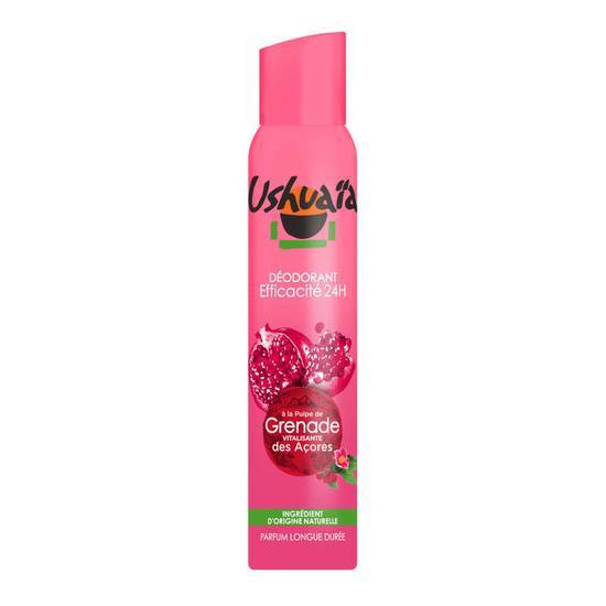 Ushuaia Déodorant femme - Spray - Efficacité 24h - Sans sels d'aluminium - Pulpe de Grenade - Açores - Origine naturelle  - Longue durée 200ml