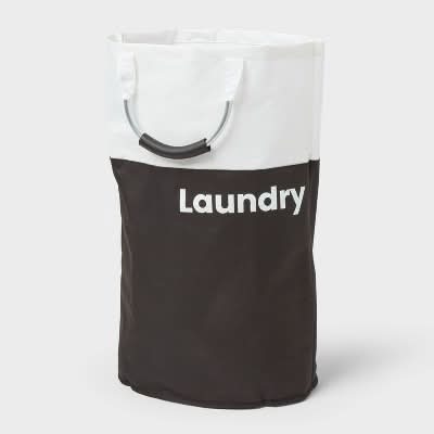 Brightroom Scripted Structured Collapsible Hamper, Black