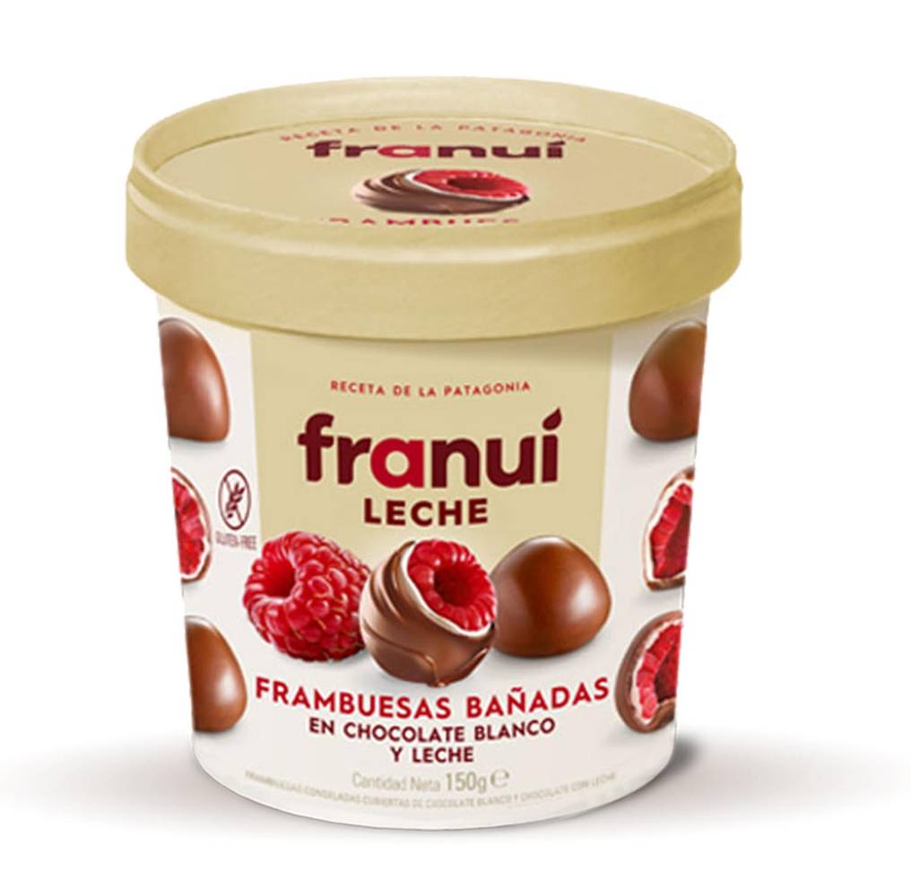 Franuí · Frambuesa bañada en chocolate con leche (150 g)