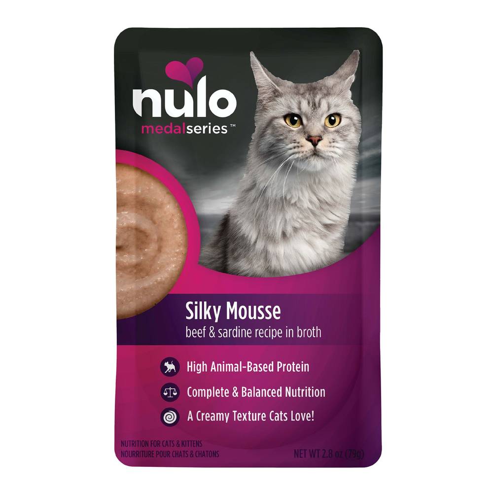 Nulo MedalSeries  All Life Stages Wet Cat Food - High-Protein, Silky Mousse, 2.8 Oz. (Flavor: Beef & Sardine, Size: 2.8 Oz)