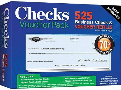 Checksoft Checks Voucher Pack Custom Check Form, 525/Pack (11203)