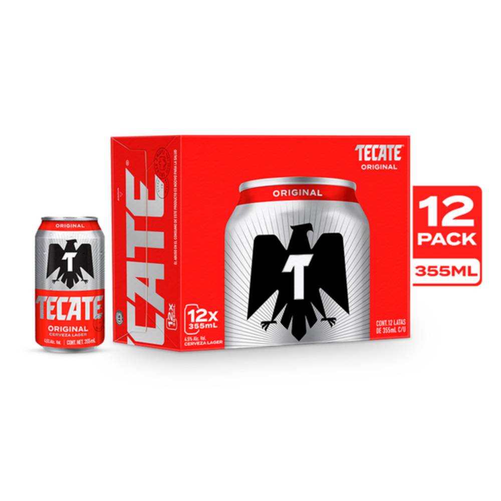 Tecate cerveza clara original (12 pack, 355 ml)