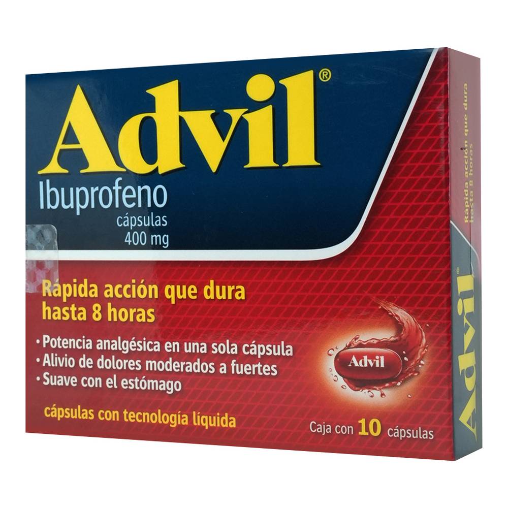 Advil ibuprofeno cápsulas 400 mg (10 un)