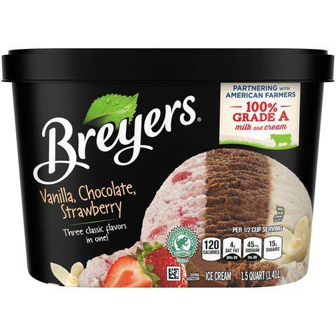 Breyers Vanilla, Chocolate, Strawberry 48oz