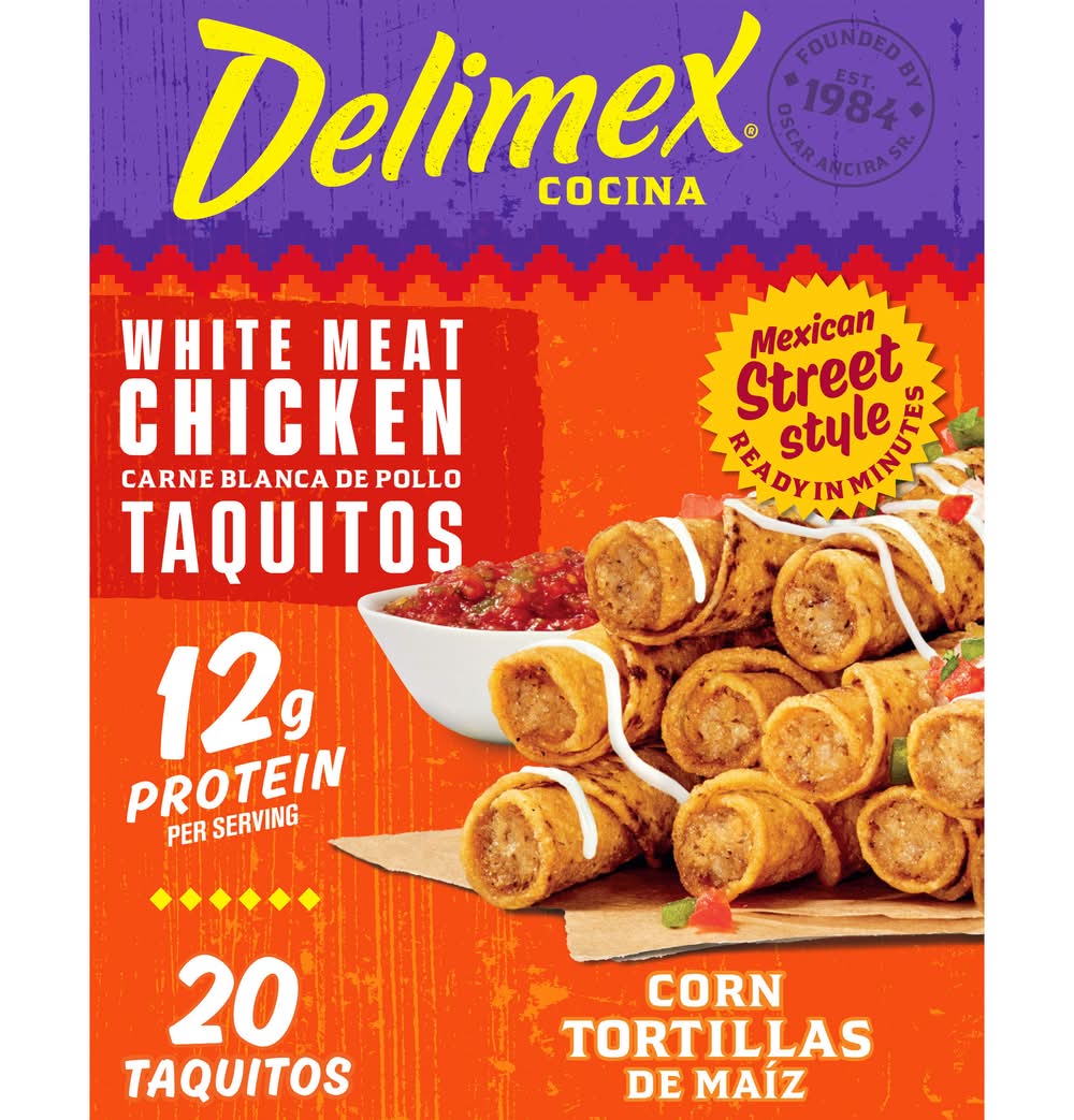 Delimex Cocina Corn Taquitos, White Meat Chicken (20 oz, 20 ct)