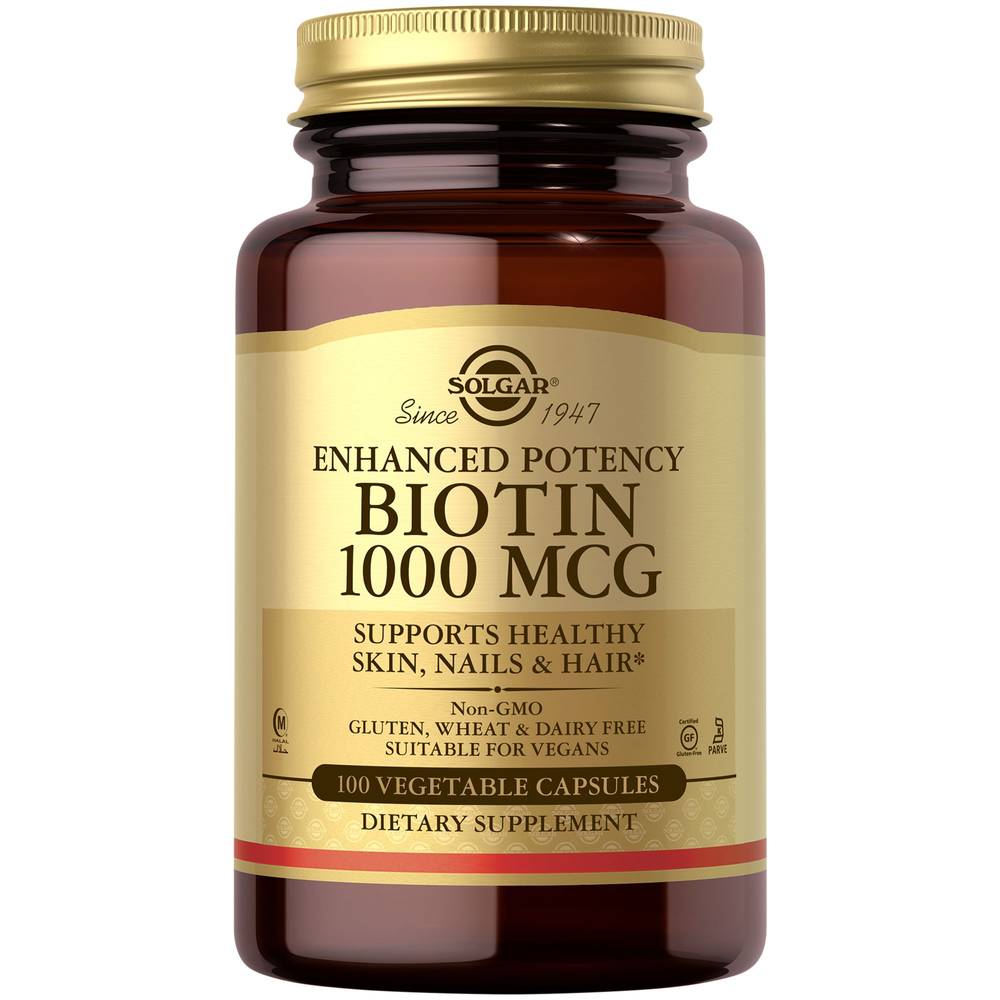 Enhanced Potency Biotin For Hair, Skin & Nails - 1,000 Mcg (100 Vegetarian Capsules)