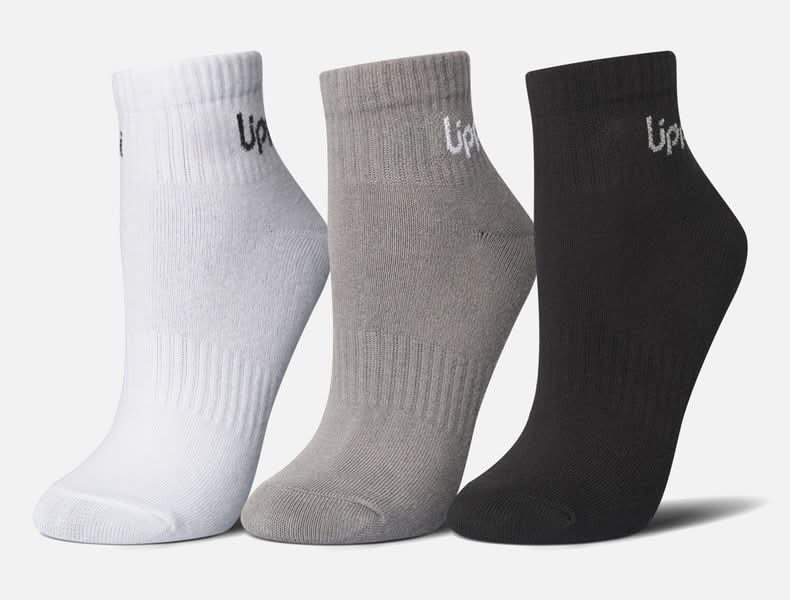 Lippi · Calcetines cortos con logo - S - Negro-Blanco-Gris (3 un)