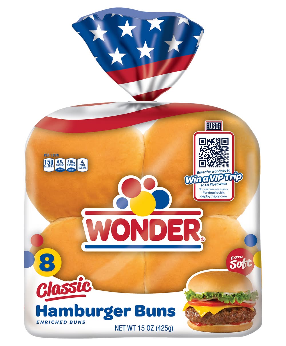 Wonder Classic Extra Soft Hamburger Buns (15 oz, 8 ct)