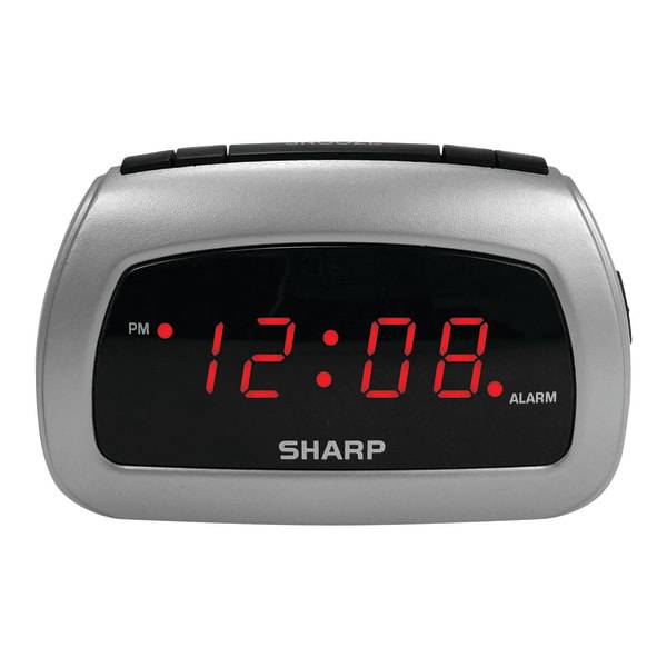 Sharp® Battery Backup Electric-Powered Digital Alarm Clock, 2 3/4" x 4 1/4" x 2", Black/Silver