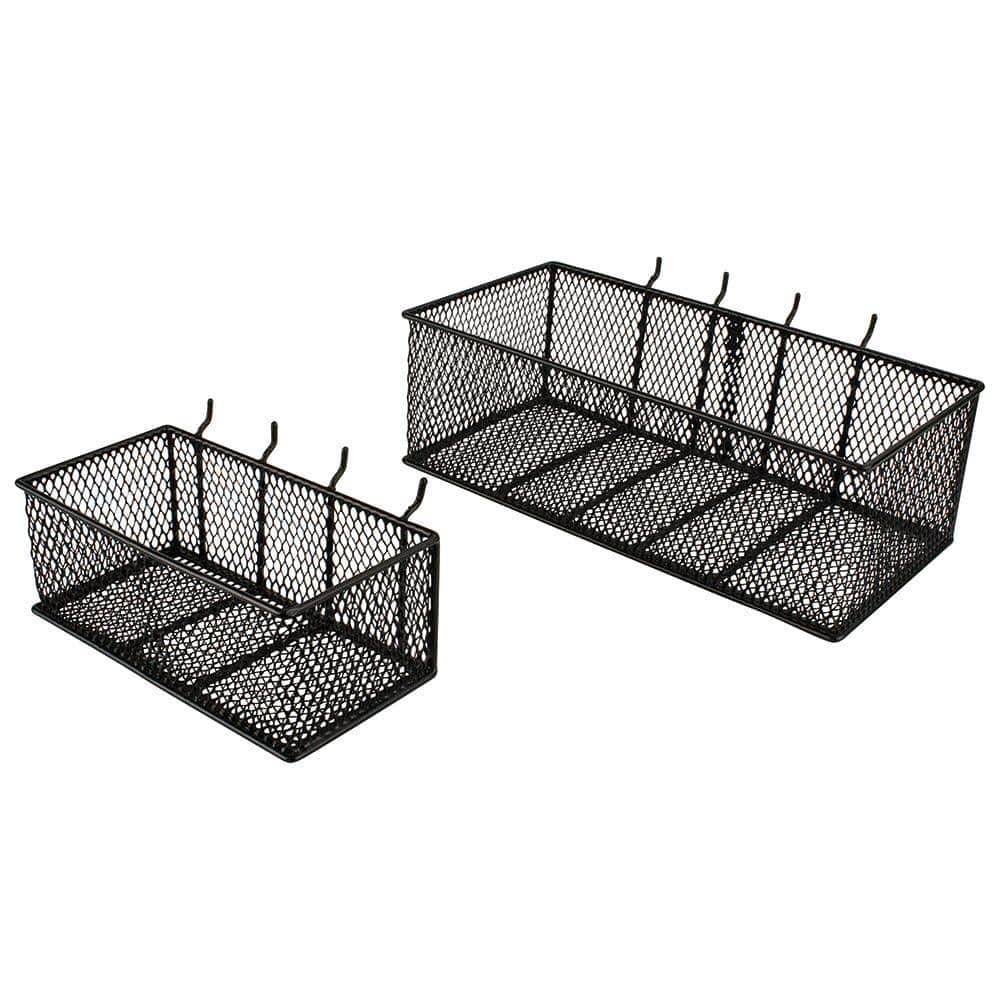 Everbilt Steel Mesh Pegboard Basket In Black(2-Pack)