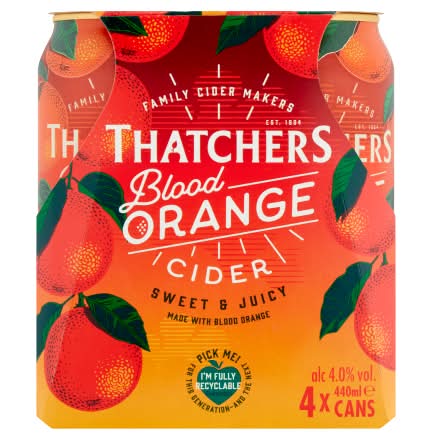 Thatchers Blood Orange, Sweet & Juicy Cider (4 x 440ml)