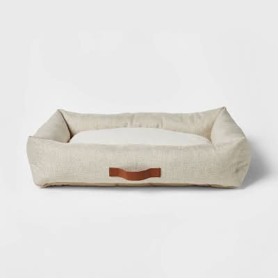 Boots & Barkley Neutral 4-sided Bolster Dog Bed, L, Cream