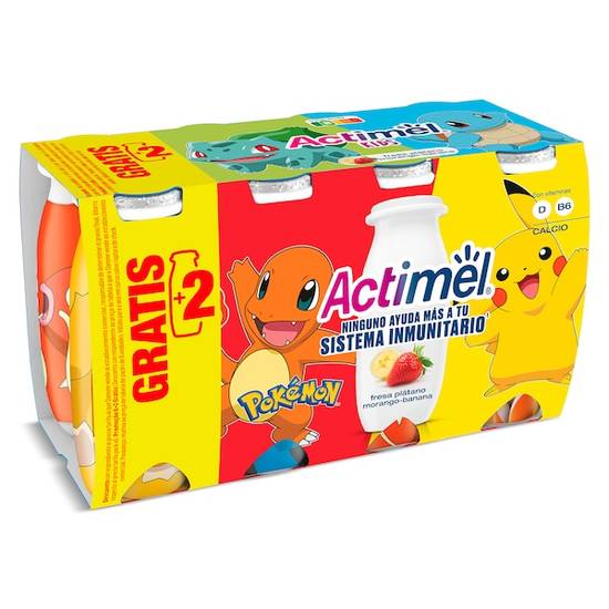 Yogur líquido de fresa y plátano Actimel pack 6 x 100 g