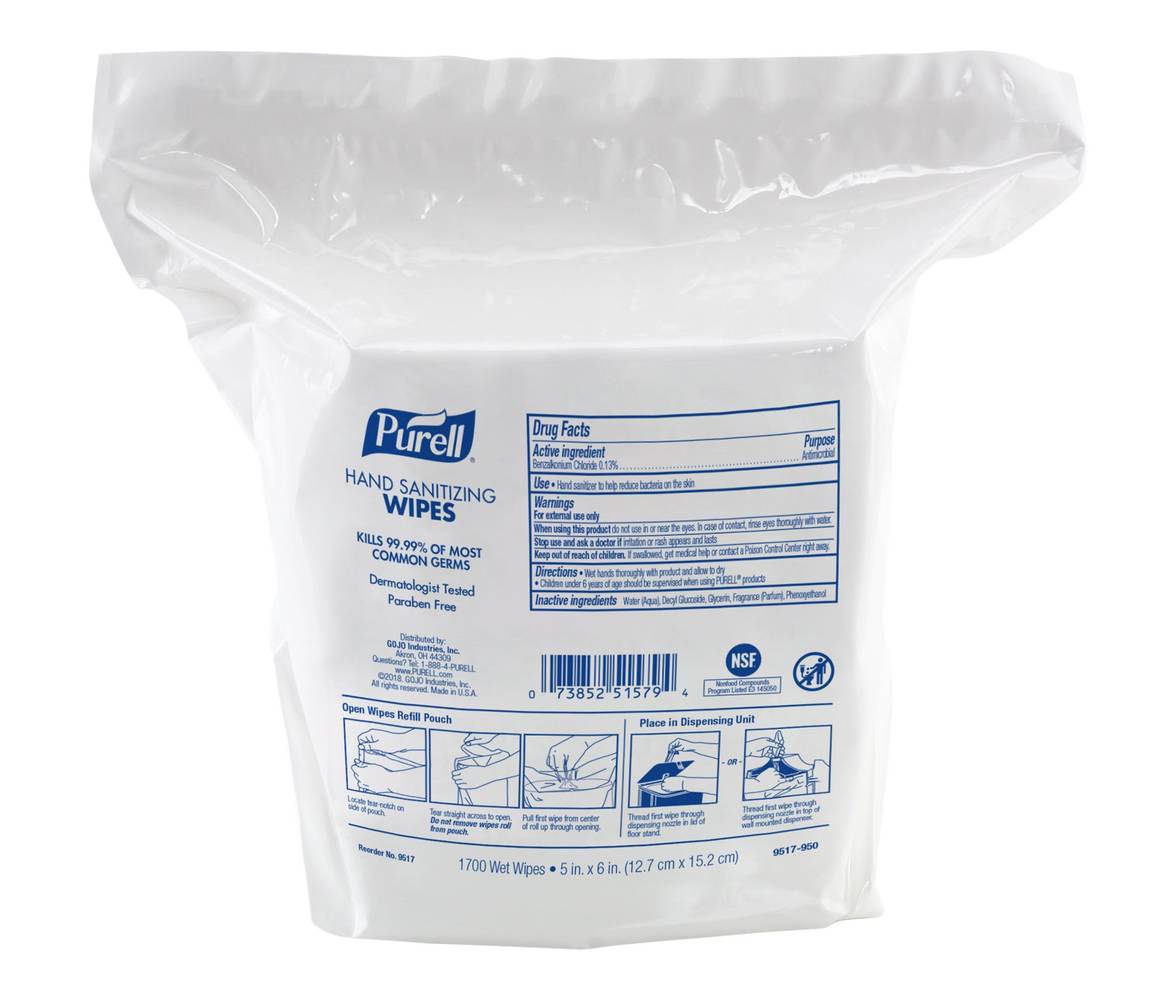 Purell Hand Sanitizing Wipes, 5" x 6" (1700 ct)