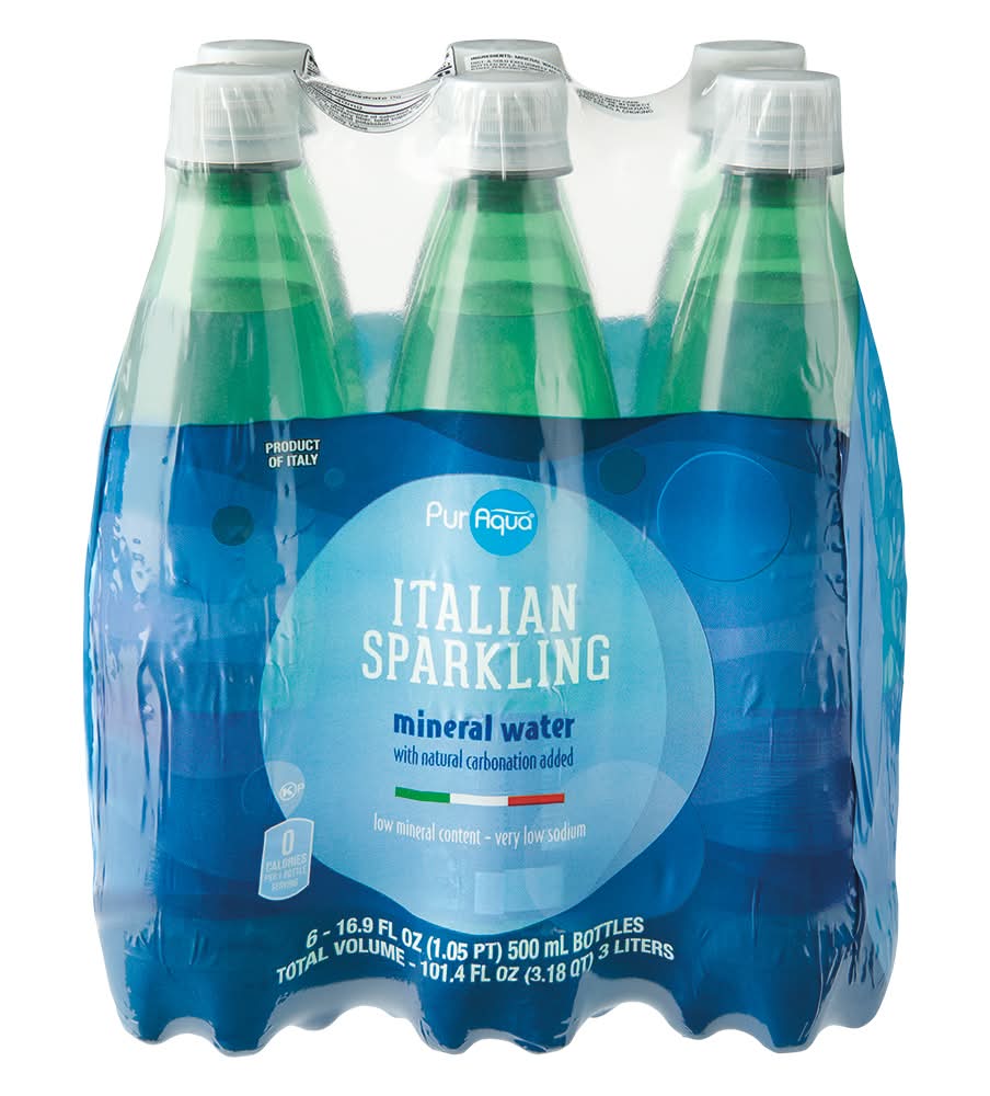 PurAqua Italian Sparkling Mineral Water (6 x 16.9 fl oz)