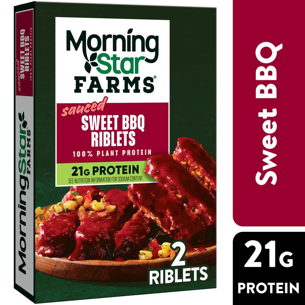 MorningStar Farms Frozen Plant Based Sauced Sweet Bbq Riblets (10 oz, 2 ct)
