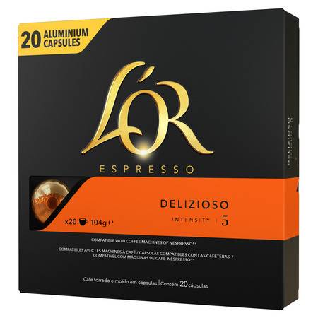 Café capsules Compatibles Nespresso delizioso n°5 L'OR ESPRESSO - la boite de 20 capsules