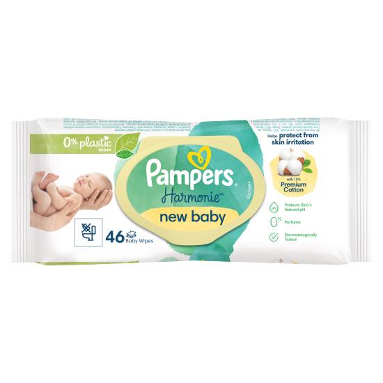 Pampers Harmonie New Baby Wipes Plastic Free (46 wipes)
