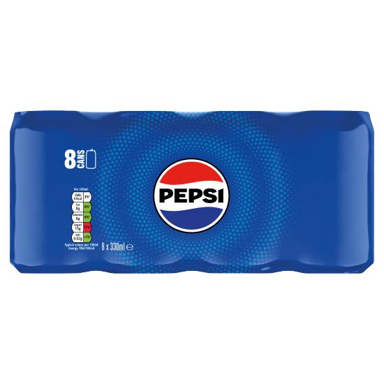 Pepsi Carbonated Cola Flavoured Soft Drink (8 ct, 330 ml)