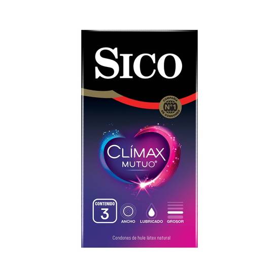 Sico condones de látex clímax mutuo (pack 3 piezas)