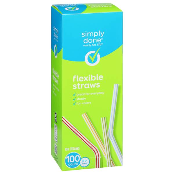 Simply Done Flexible Straws, Multi (100 ct)