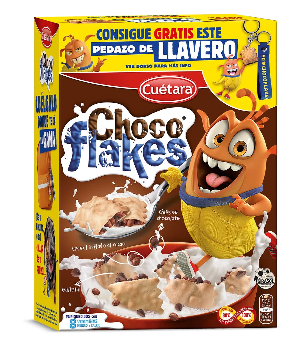Galletas Rellenas De Arroz Inflado Chocolateado Cuétara Flakes Caja 520 G