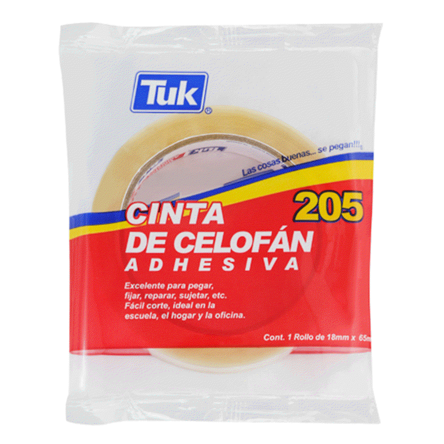 Tuk cinta de celofán adhesiva (rollo 65 m)