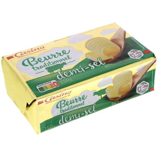 Beurre Traditionnel - Demi-Sel - 80% de Mat.Gr 250g CASINO