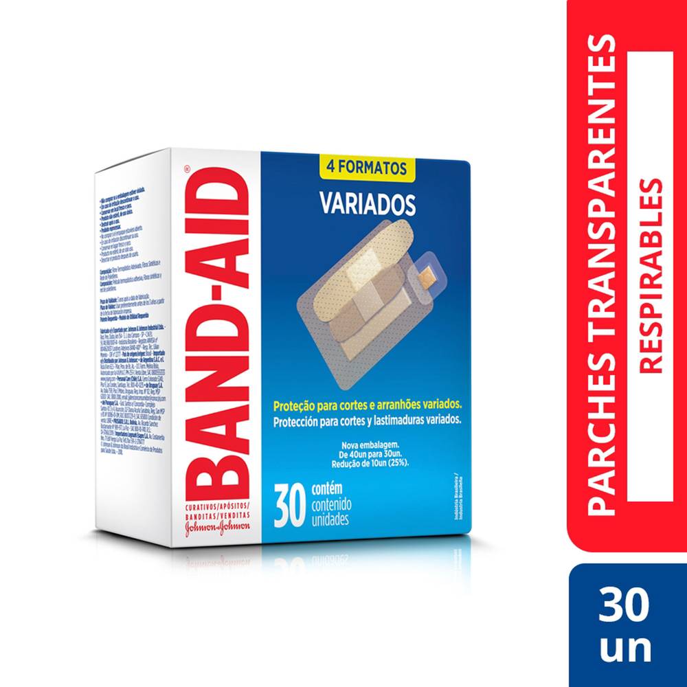 Band-aid parches transparentes variados (caja 30 u)