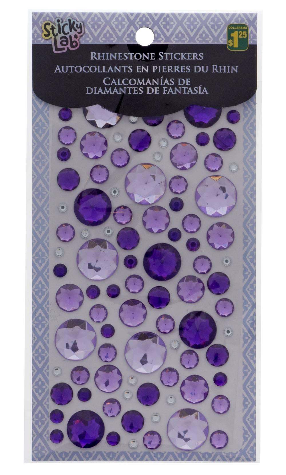 Sticky Lab Adhesive Crystal Rhinestone Gem Stickers, Jewel Purples
