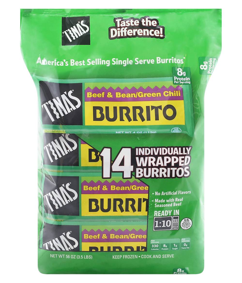 Tina's Beef and Bean Green Chili Burritos (56 oz)