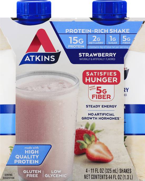 Atkins Strawberry Protein-Rich Shake ( 4 ct, 11 fl oz )
