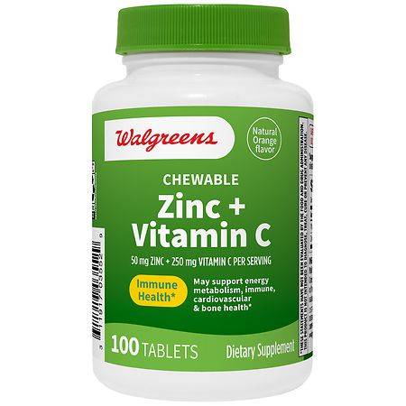 Walgreens Chewable Zinc + Vitamin C 50 mg Zinc + 250 mg ( 100 ct)