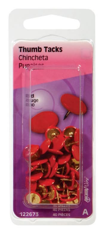 Hillman 5/16 In. L Red Steel Thumb Tacks 40 Pk
