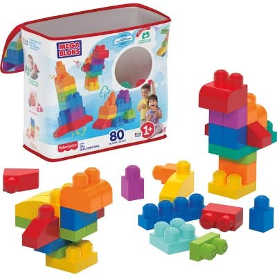 Mega Bloks First Builders Big Building Bag Toy Blocks For Ages 1+ Years (80 ct)
