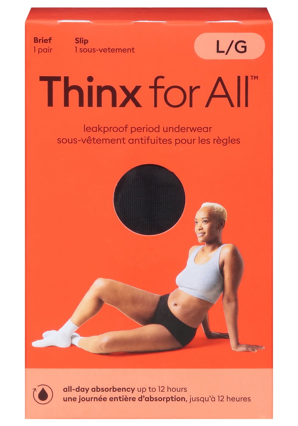 Thinx For All Leakproof Brief Underwear, Large, Black