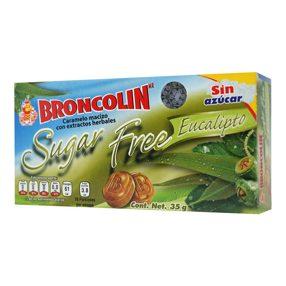 Broncolin caramelo con extractos herbales eucalipto sin azúcar (caja 35 g)