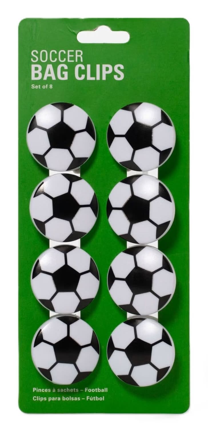 Kikkerland Soccer Ball Chip Bag Clips, 8 Ct