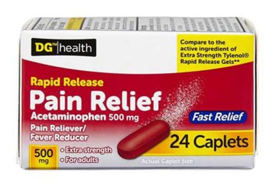 DG Health Rapid Release Acetaminophen Pain Relief Caplets 500 mg (24 ct)