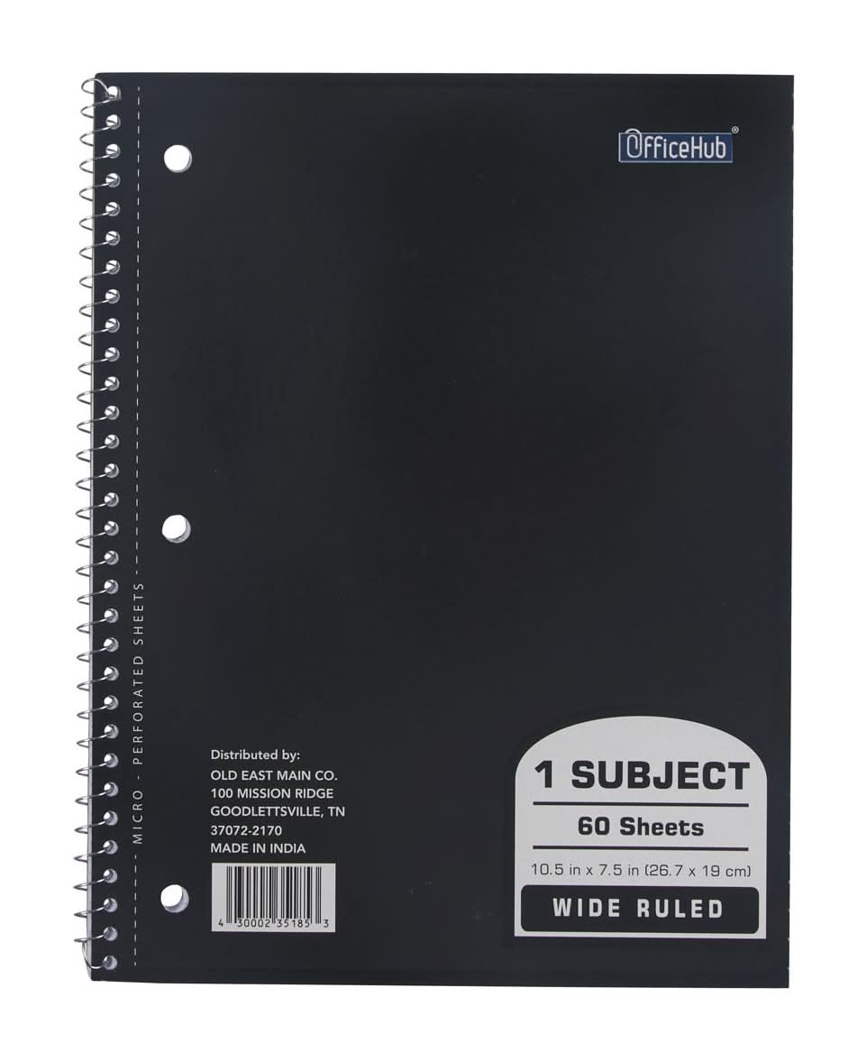 Office Hub 1 Subject Notebook 60 Sheets Wide Ruled Assorted Colors