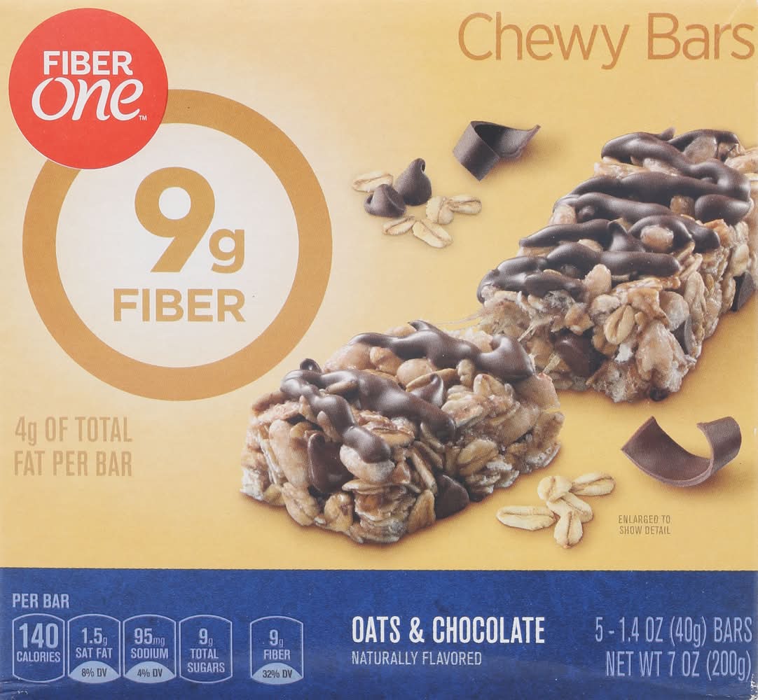 Fiber One Flavored Chewy Bars, Oats & Chocolate (5 x 1.4 oz)