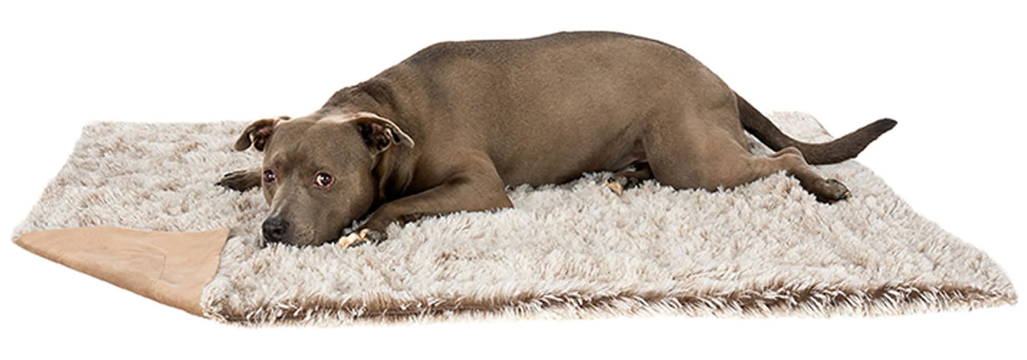 FurHaven Calming Long Faux Fur & Velvet Waterproof Dog Blanket - Driftwood (Color: Tan)