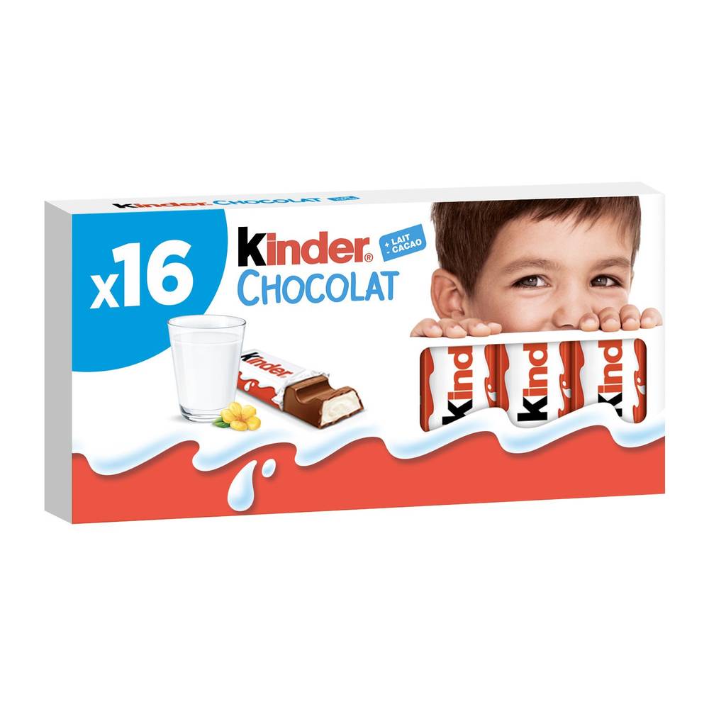 Tablette Chocolat au lait KINDER CHOCOLAT - x16 - 200g