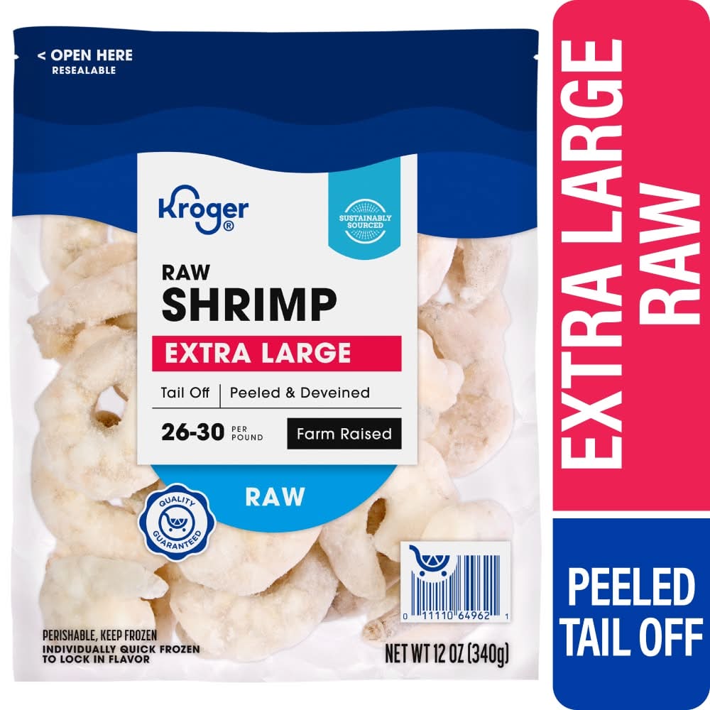 Kroger Peeled & Deveined Tall Off Raw Shrimp, XL (12 oz)